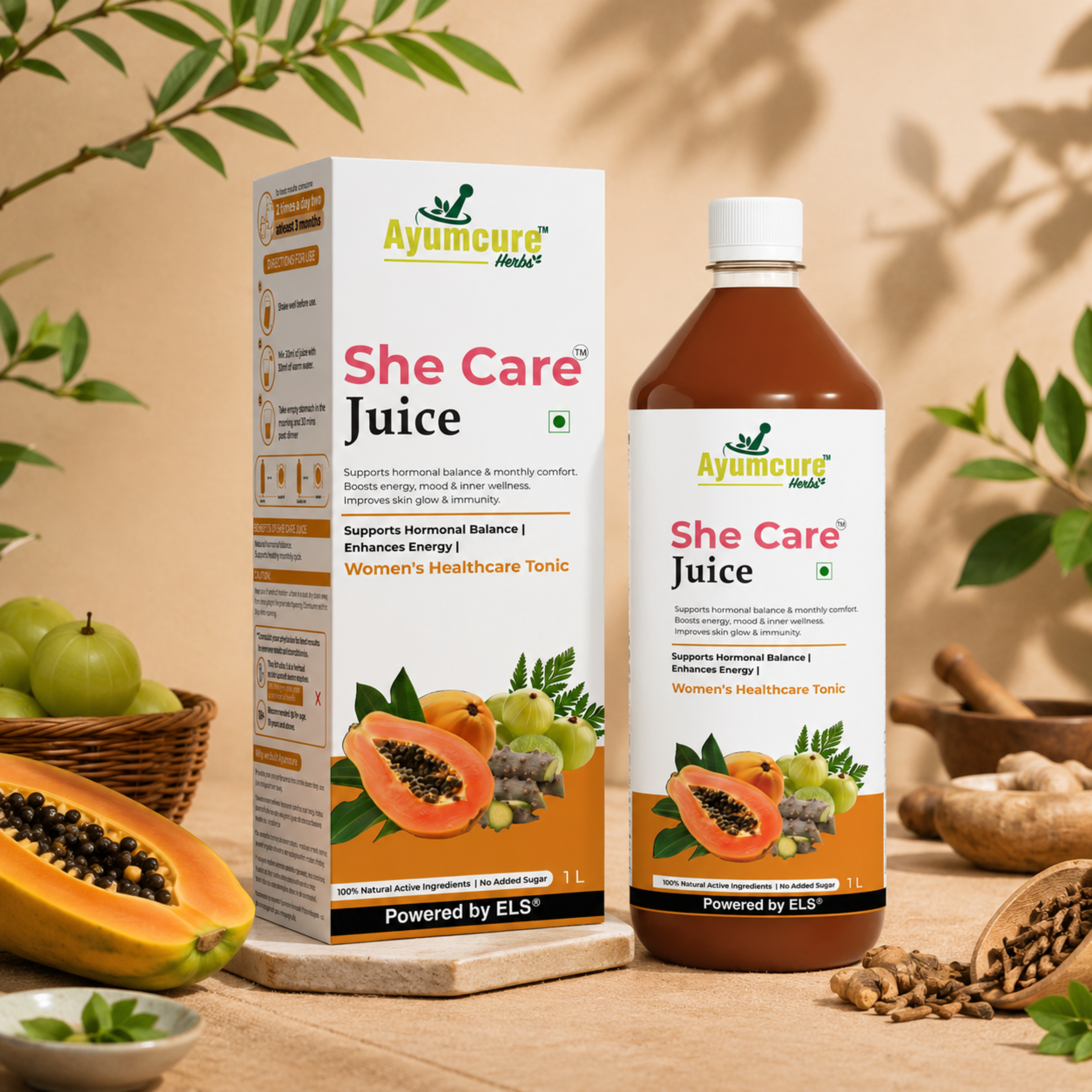 She Care Ayurvedic Juice | PCOS, PCOD & Period Pain Relief | Ayush Certified | Only For Women