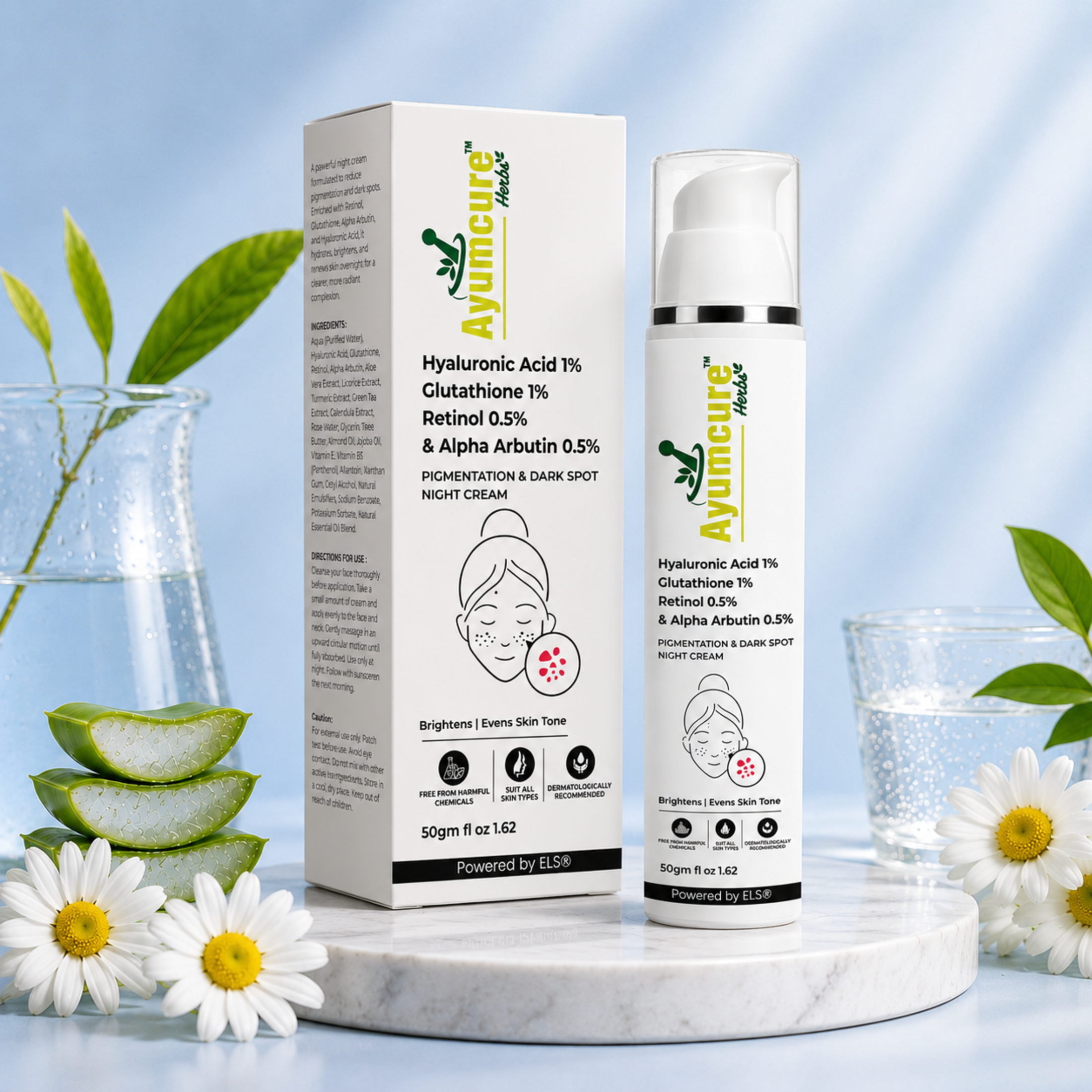 Night Cream | 1% Retinol, 0.5% Alpha Arbutin, Glutathione & Hyaluronic Acid | Unisex