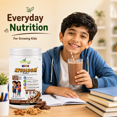 Kids AYUBLOOM Nutrition Drink Powder |  Complete Daily Nutrition for Boys & Girls 7-12 Years