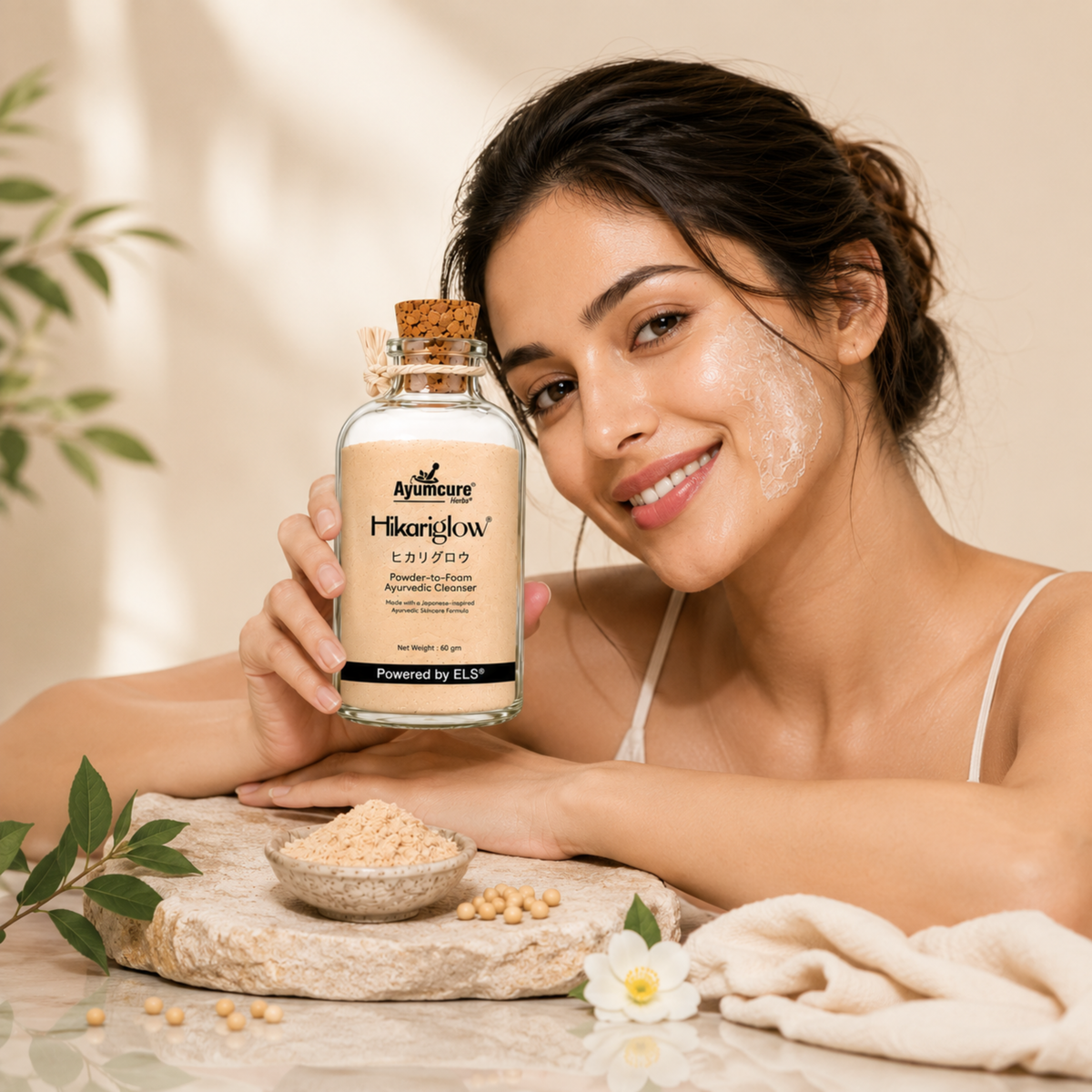 Ayumcure Hikariglow Powder-to-Foam Ayurvedic Cleanser, 60g