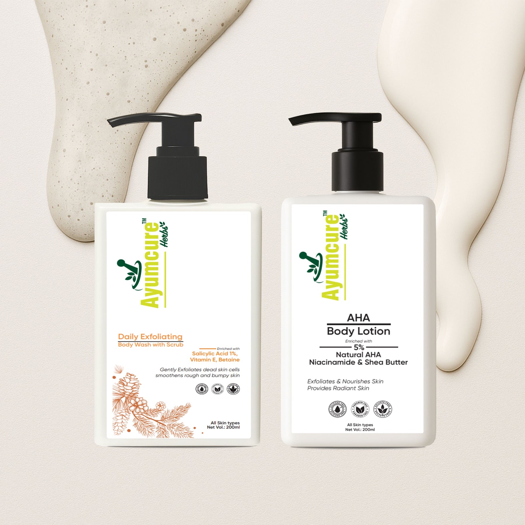 Body Care Combo: 1% Salicylic Acid Body Wash + 5% AHA Body Lotion | Men & Women