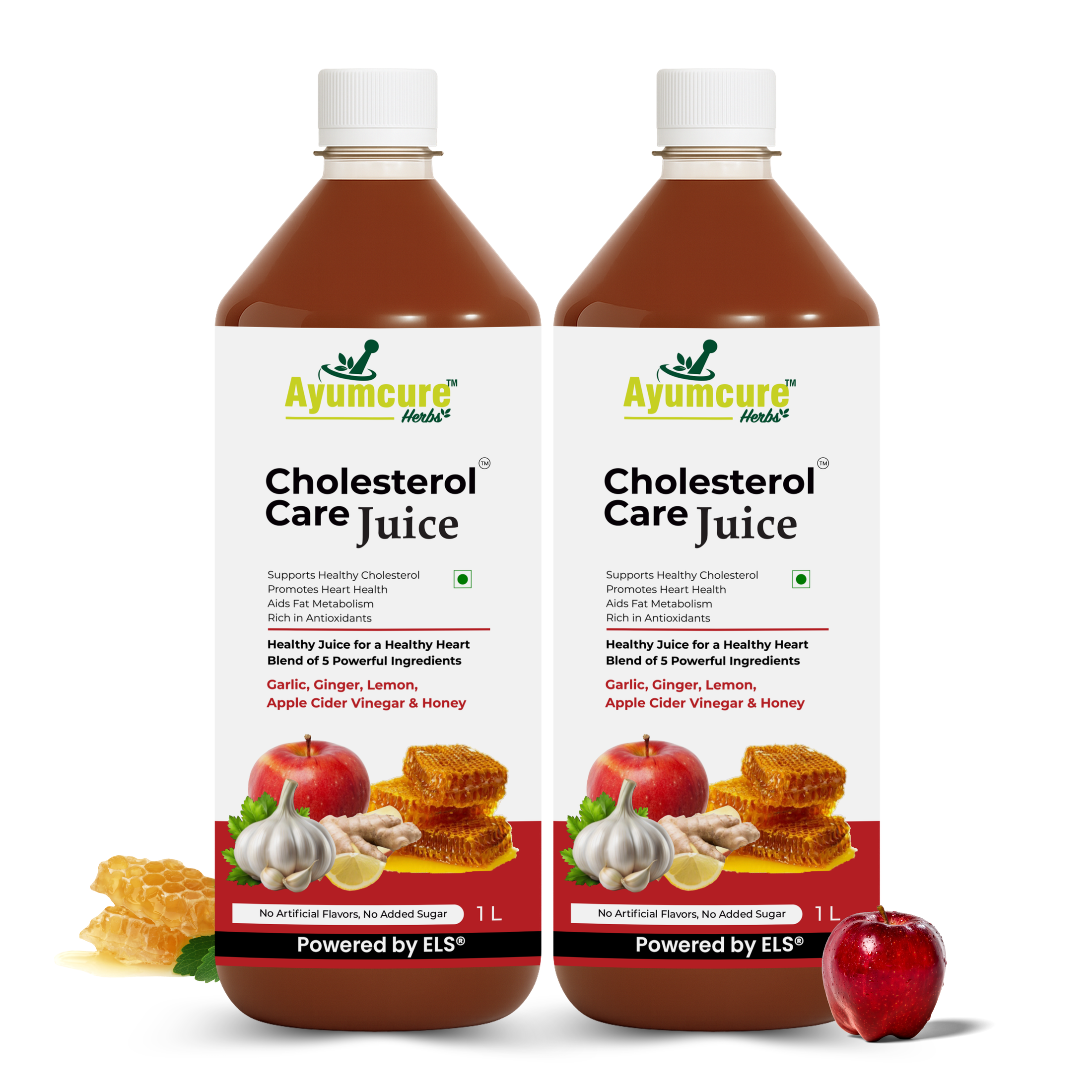 Cholesterol Care Juice Pack of 2 | Garlic, Ginger, ACV & Honey | Men & Women