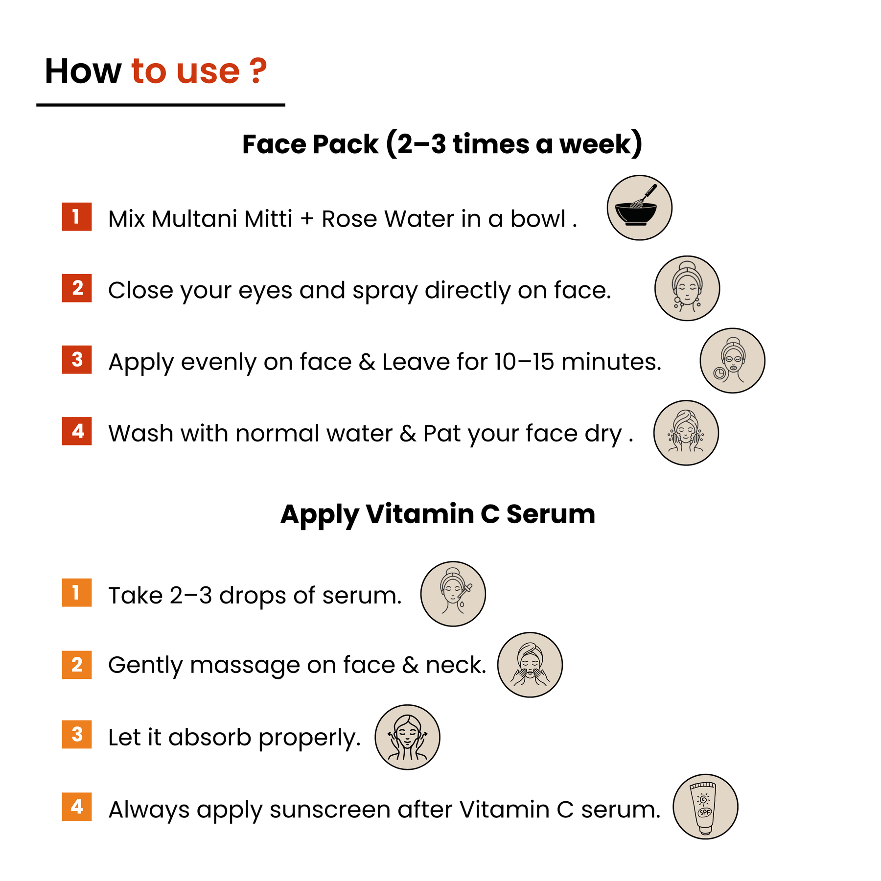 Instant Glow Combo: Multani Mitti + Rose Water + Vitamin C Serum | Men & Women