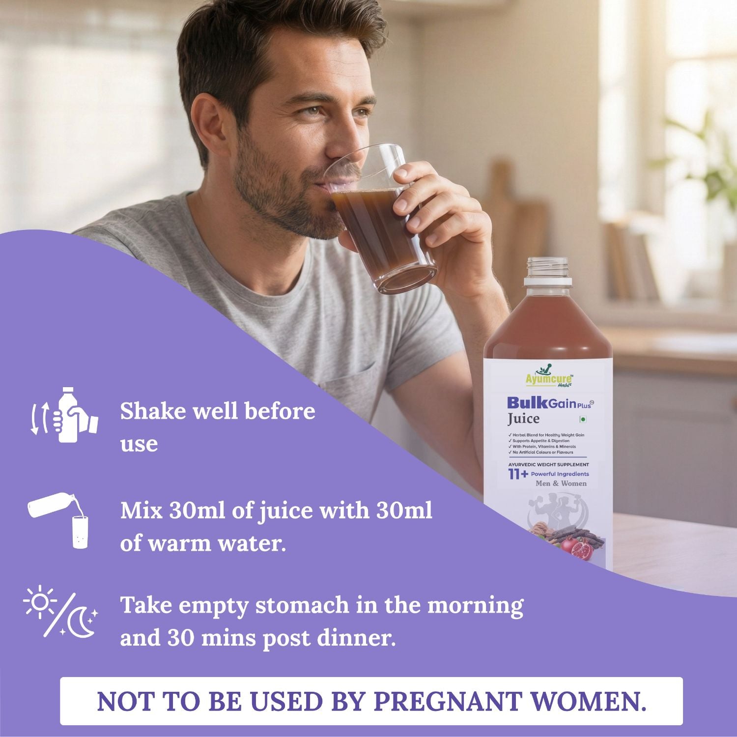 BulkGain Plus Ayurvedic Weight Gain Juice | 11+ Herbs | Men & Women