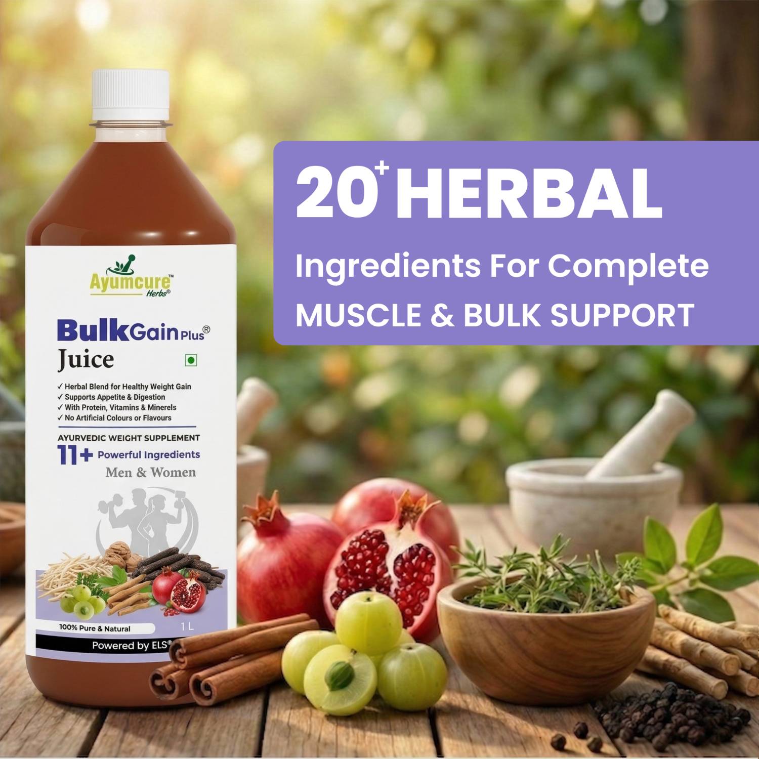 BulkGain Plus Ayurvedic Weight Gain Juice | 11+ Herbs | Men & Women