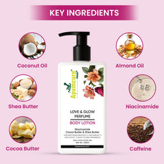 Love & Glow Perfume Body Lotion | Niacinamide & Cocoa Butter | Men & Women