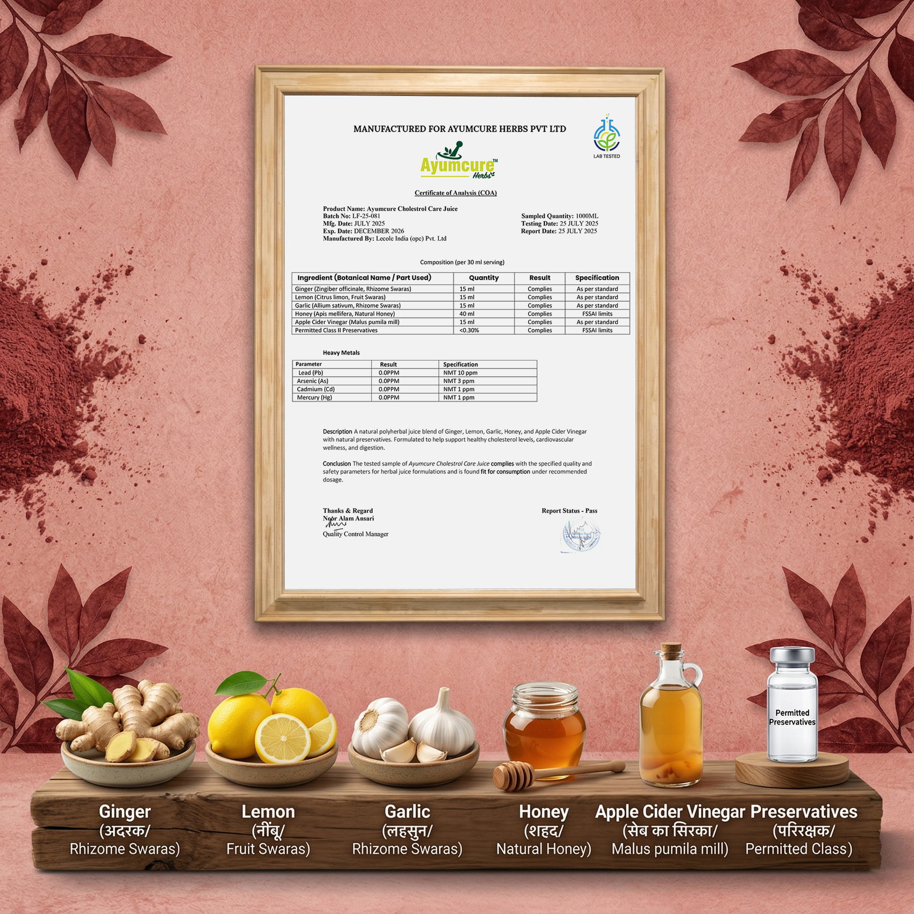 Cholesterol Care Juice Pack of 2 | Garlic, Ginger, ACV & Honey | Men & Women