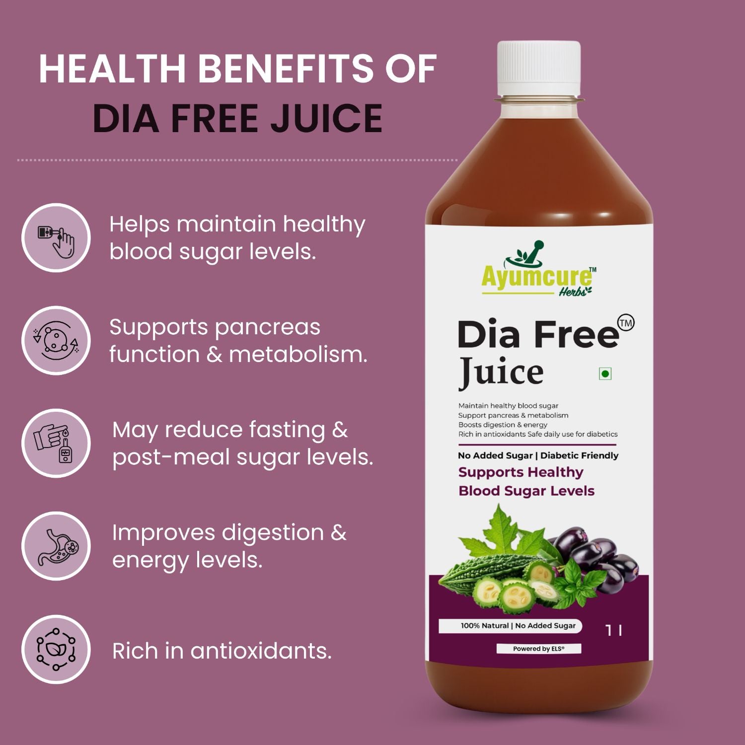 Dia Free Ayurvedic Juice | Amla, Karela, Jamun & Tulsi | Men & Women