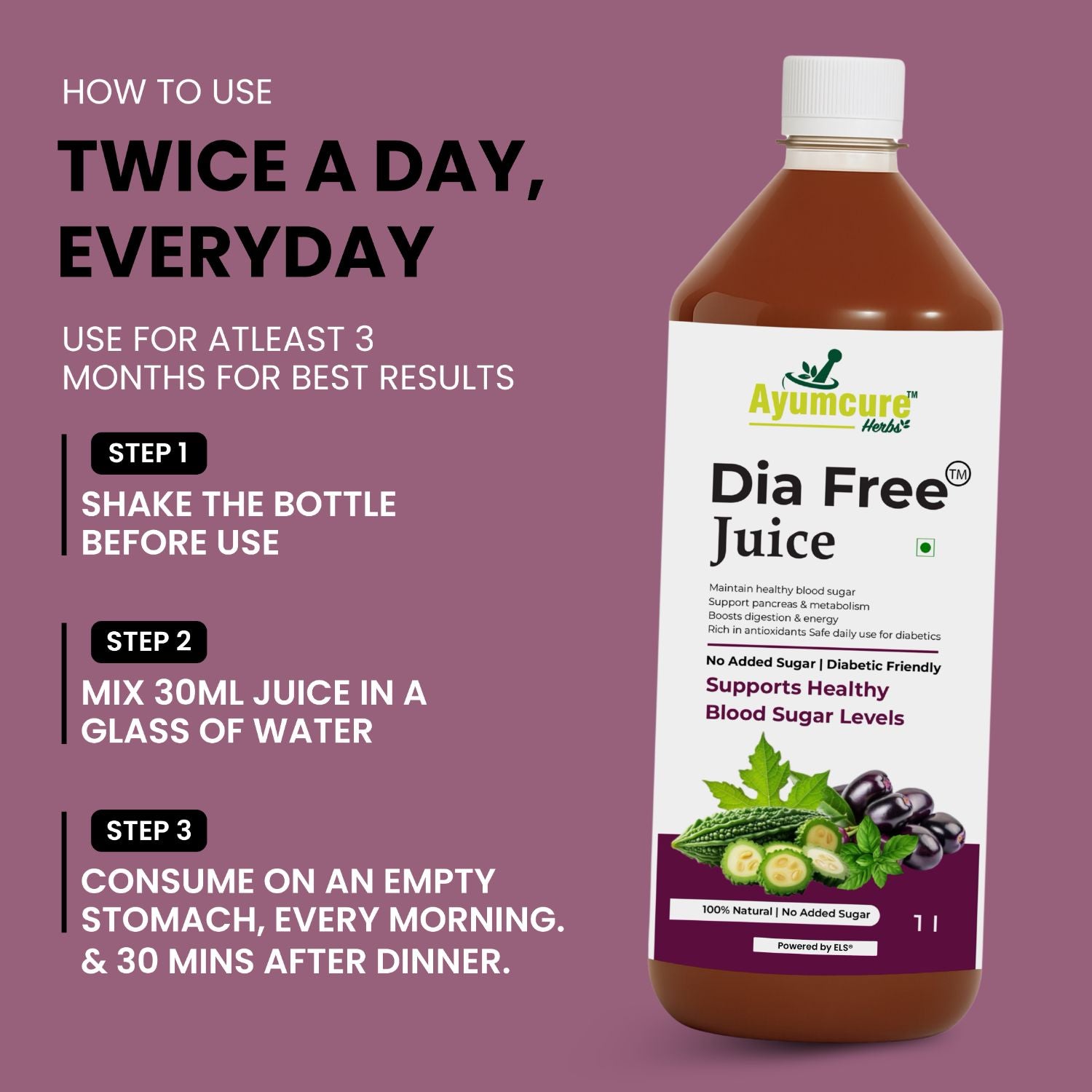 Dia Free Ayurvedic Juice | Amla, Karela, Jamun & Tulsi | Men & Women