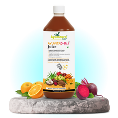 AYUVITAD-B12 Juice | Vitamin D3 & Vitamin B12 Support Formula | With Amla, Aloe Vera, Beetroot, Carrot, Mushroom, Flaxseed, Orange & Pomegranate | Supports Energy, Immunity, Bone Strength, Calcium Absorption & Nerve Health | No Added Sugar | 1 Litre