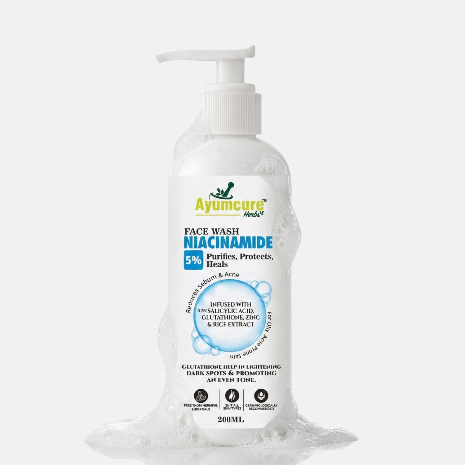 5% Niacinamide Face Wash | Salicylic Acid, Glutathione & Zinc | Men & Women