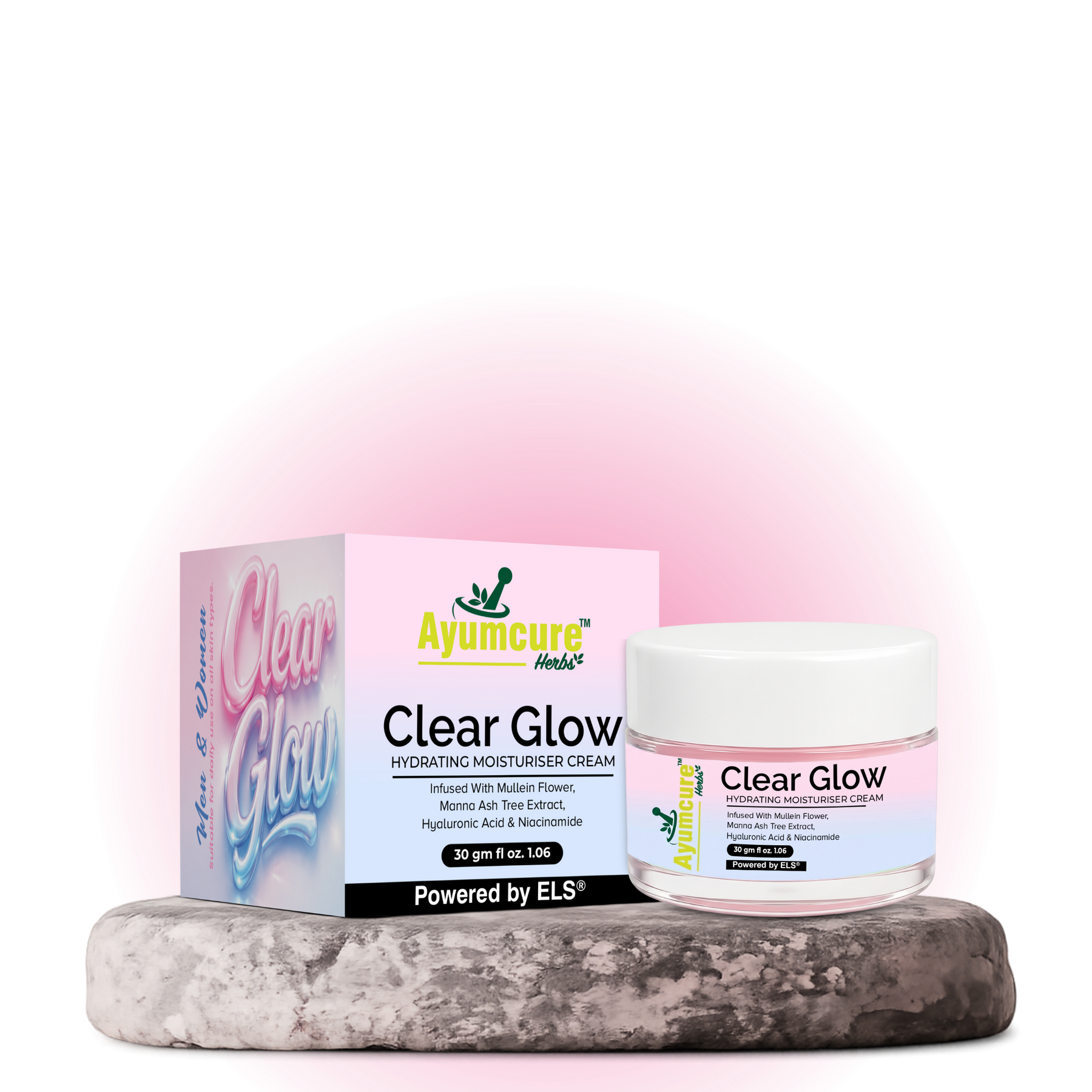 Clear Glow Korean Skin Hydrating Moisturiser Cream | Glass Glow Skin Formula with Hyaluronic Acid & Niacinamide | Infused with Mullein Flower & Manna Ash Tree Extract | Deep Hydration Lightweight Daily Face Cream for Women & Men | 30 gm
