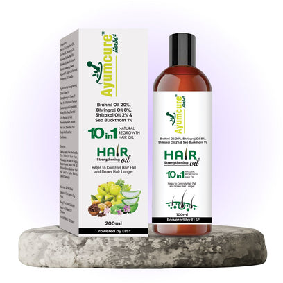 Hair Oil | 1% Sea Buckthorn, 20% Brahmi, 8% Bhringraj, 2% Shikakai | Men & Women - Alternate View