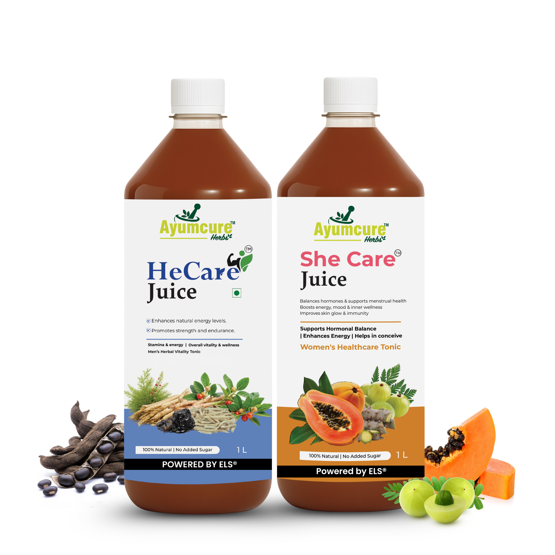 HeCare + SheCare Ayurvedic Couple Wellness Juice Combo | Men & Women