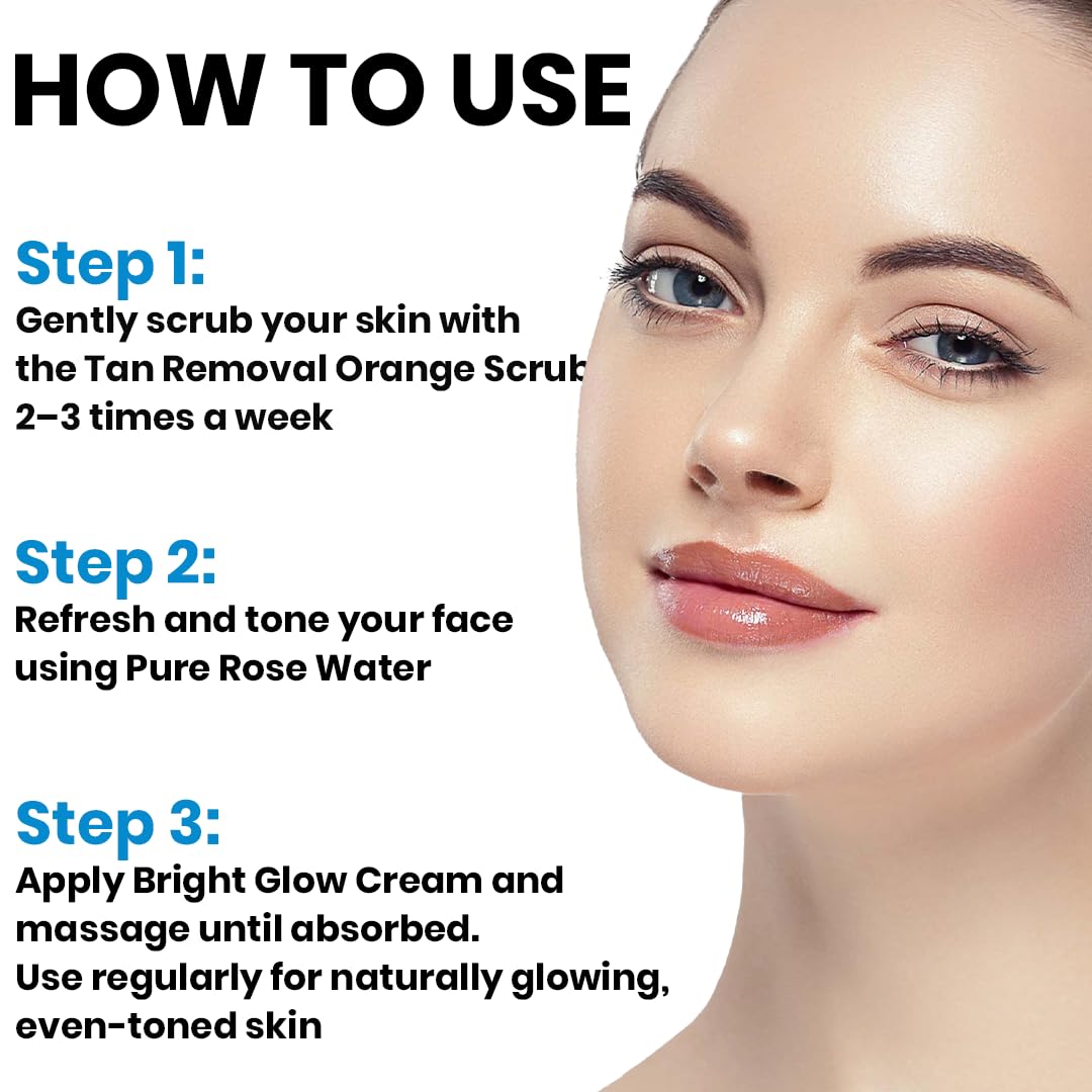 Glassy Glow Kit: Rose Water + Orange Scrub + Glutathione Cream | Men & Women
