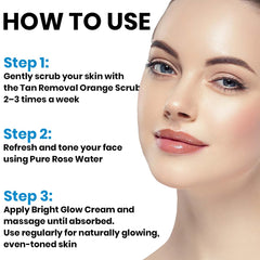 Glassy Glow Kit: Rose Water + Orange Scrub + Glutathione Cream | Men & Women