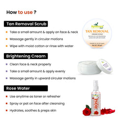Glassy Glow Kit: Rose Water + Orange Scrub + Glutathione Cream | Men & Women