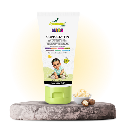 Ayumcure Herbs Kids Sunscreen SPF 30 PA+++ | Gentle Daily Sun Care | Ayurvedic with Aloe Vera, Calendula & Shea Butter | Soft, Hydrated & Non-Greasy Skin | 100ml