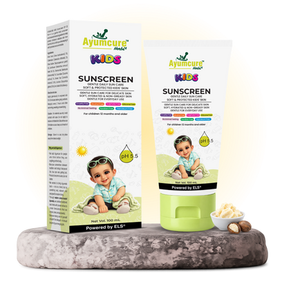 Ayumcure Herbs Kids Sunscreen SPF 30 PA+++ | Gentle Daily Sun Care | Ayurvedic with Aloe Vera, Calendula & Shea Butter | Soft, Hydrated & Non-Greasy Skin | 100ml - Alternate View