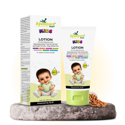 Ayumcure Herbs Kids 24-Hour Moisture Lotion | Sulphate, Paraben & Silicone Free | Ayurvedic with Aloe Vera, Kokum Butter & Almond Oil | Lightweight Daily Moisturiser | 100ml - Alternate View