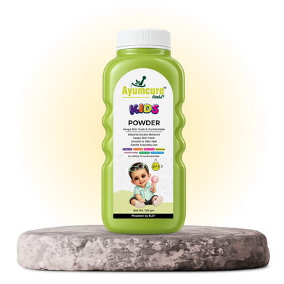 Ayumcure Herbs Kids Powder | Keeps Skin Fresh & Comfortable | Ayurvedic with Rice Starch, Neem & Vetiver | Absorbs Excess Moisture | 100gm