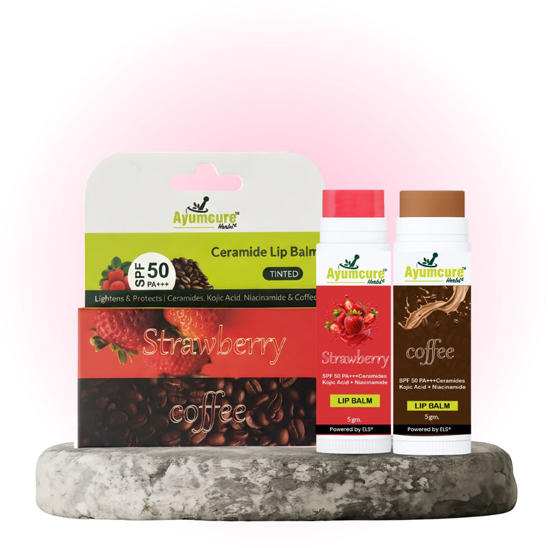 Strawberry & Coffee Brightening Lip Balm Combo | Repairs Dark & Dry Lips | Women - Alternate View
