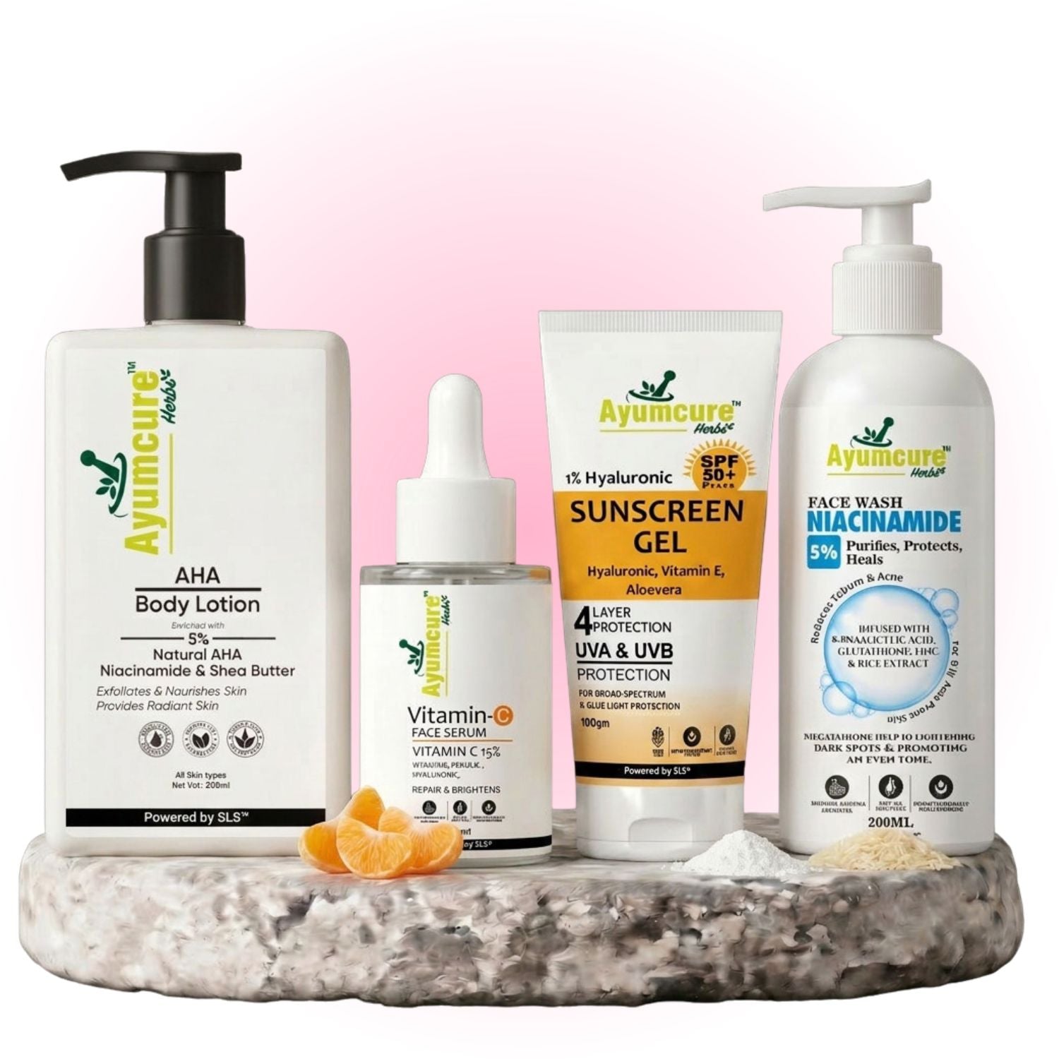 Luxury Skincare Gift Kit: Facewash + Vit C Serum + AHA Lotion + Sunscreen | Unisex