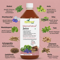 MemoFokus Ayurvedic Brain & Memory Support Juice | 11+ Herbs | Men & Women