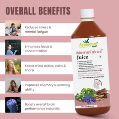 MemoFokus Ayurvedic Brain & Memory Support Juice | 11+ Herbs | Men & Women