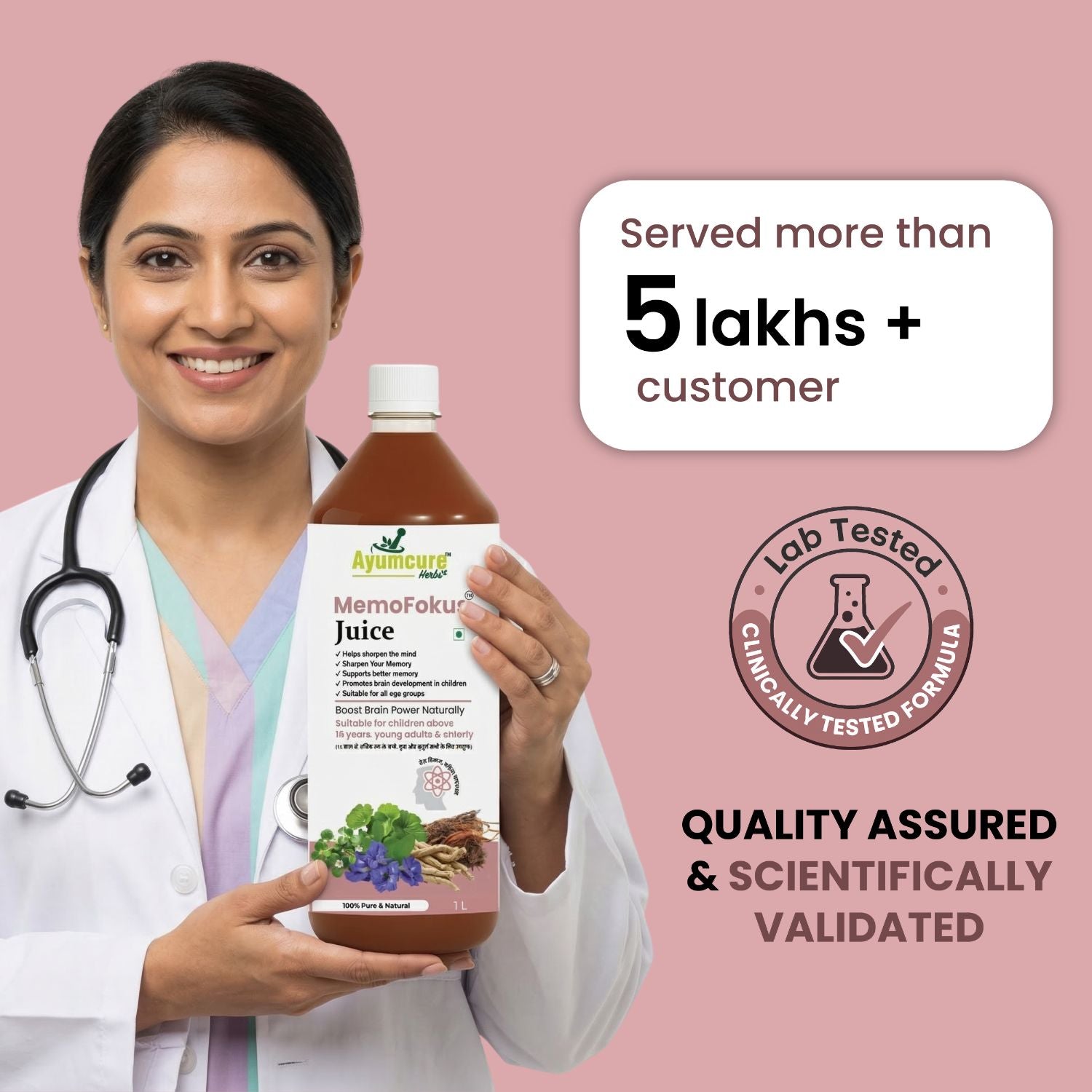 MemoFokus Ayurvedic Brain & Memory Support Juice | 11+ Herbs | Men & Women