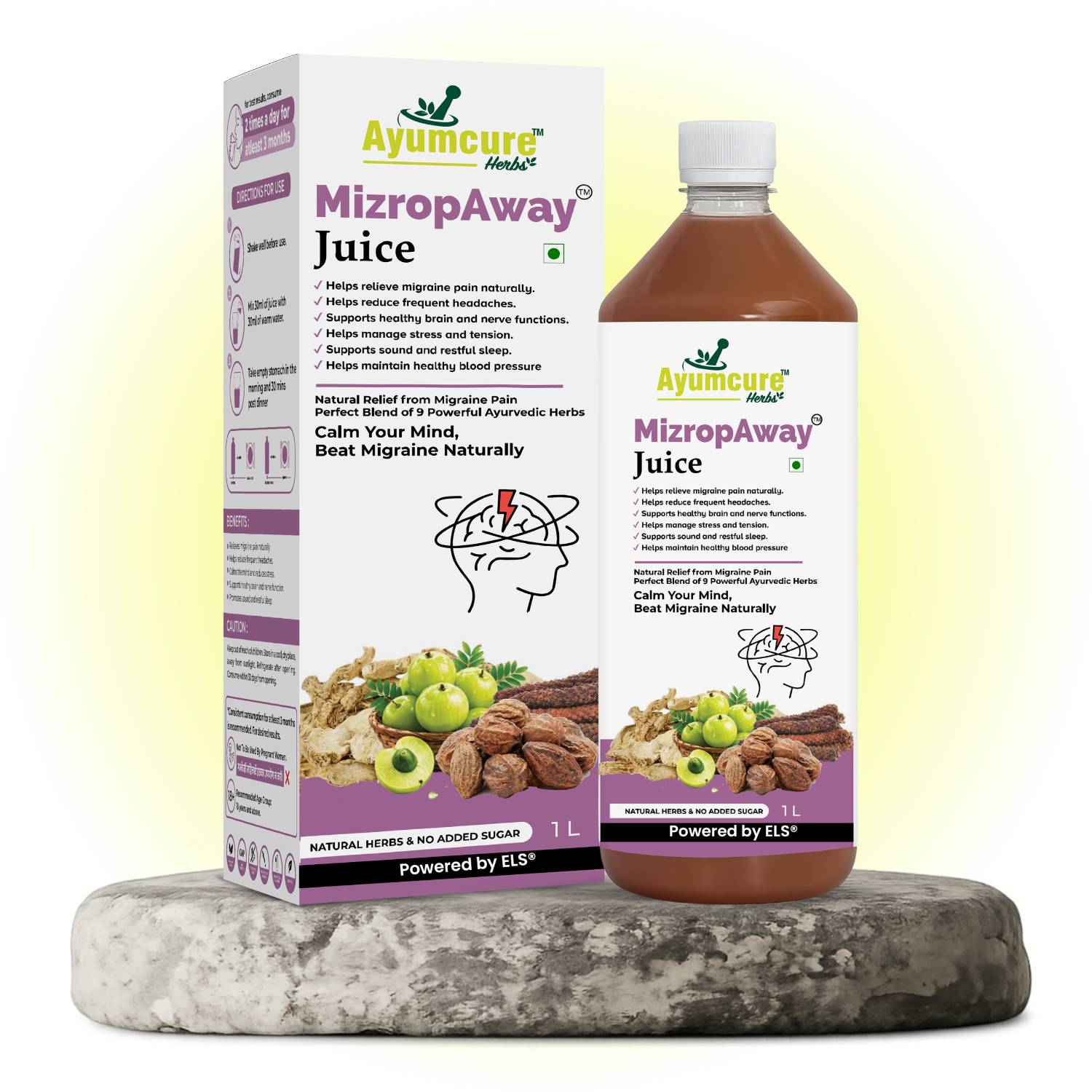 MizropAway Ayurvedic Migraine & Headache Relief Juice | Men & Women