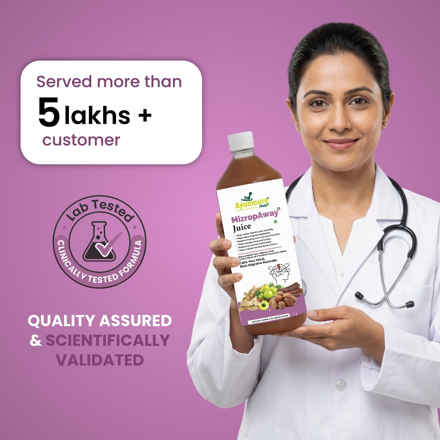 MizropAway Ayurvedic Migraine & Headache Relief Juice | Men & Women