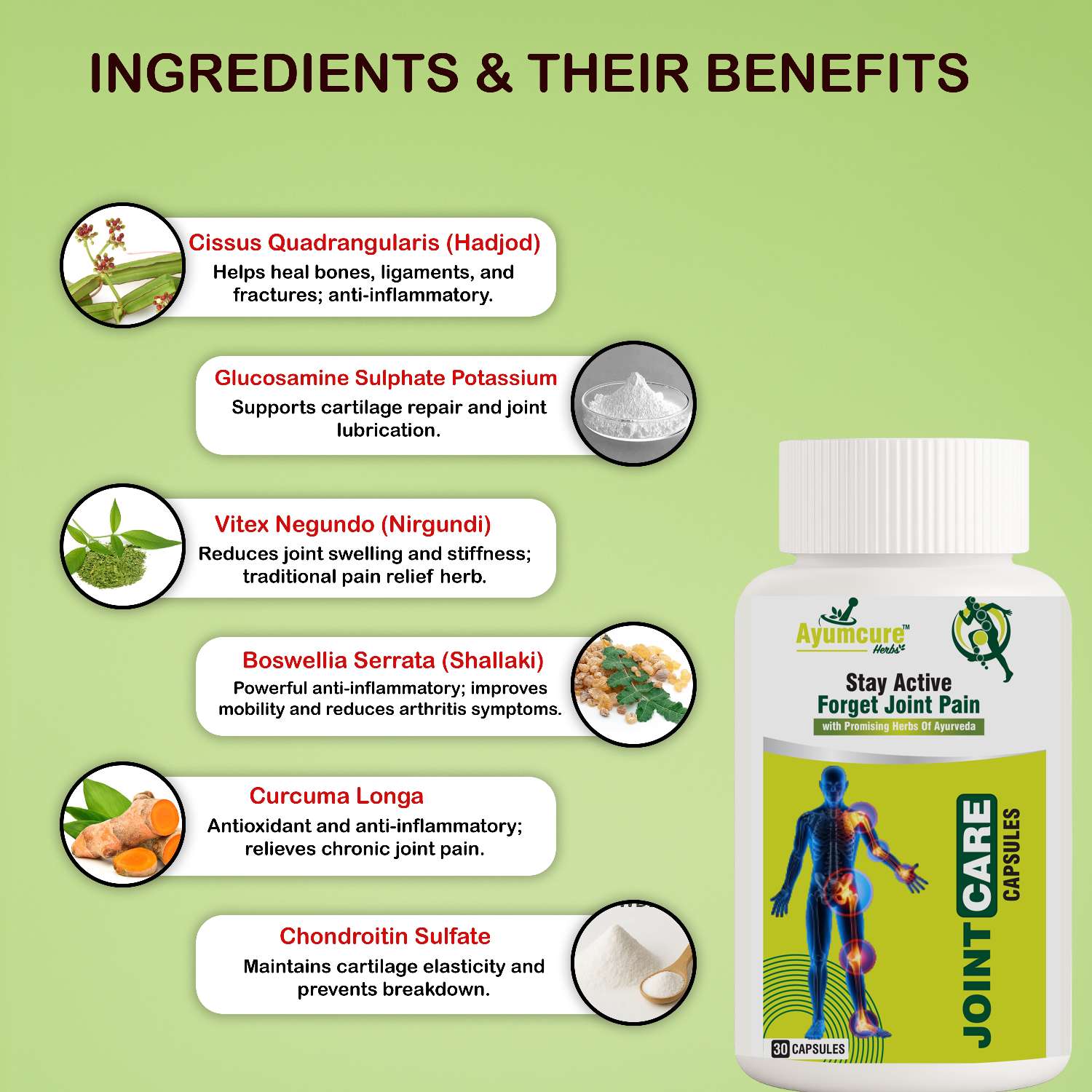 Joint Care Combo: Herbal Capsules + Pain Relief Oil | Flexibility | Men & Women