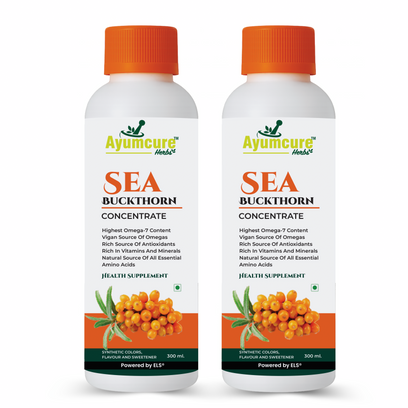 Sea Buckthorn Concentrate Pack of 2 | Omega 3,6,7,9 + Antioxidants | Sugar Free | Unisex