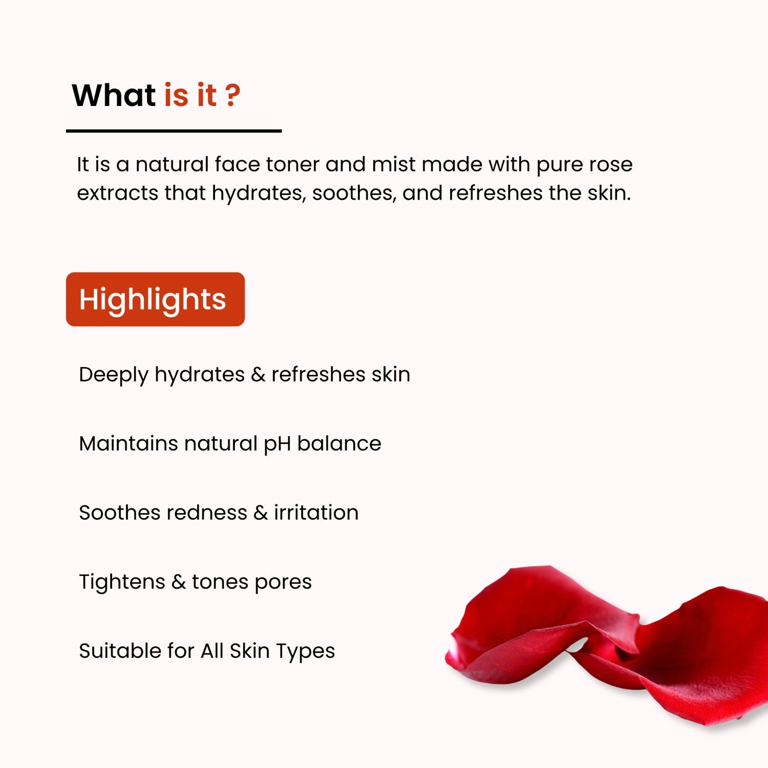 Pure Rose Water | Hydrating Face Toner, Alcohol-Free | Glowing Skin | Unisex