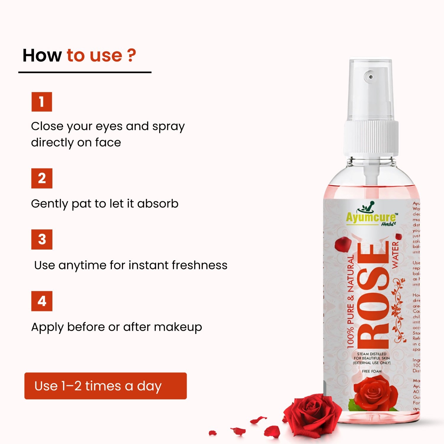Pure Rose Water | Hydrating Face Toner, Alcohol-Free | Glowing Skin | Unisex