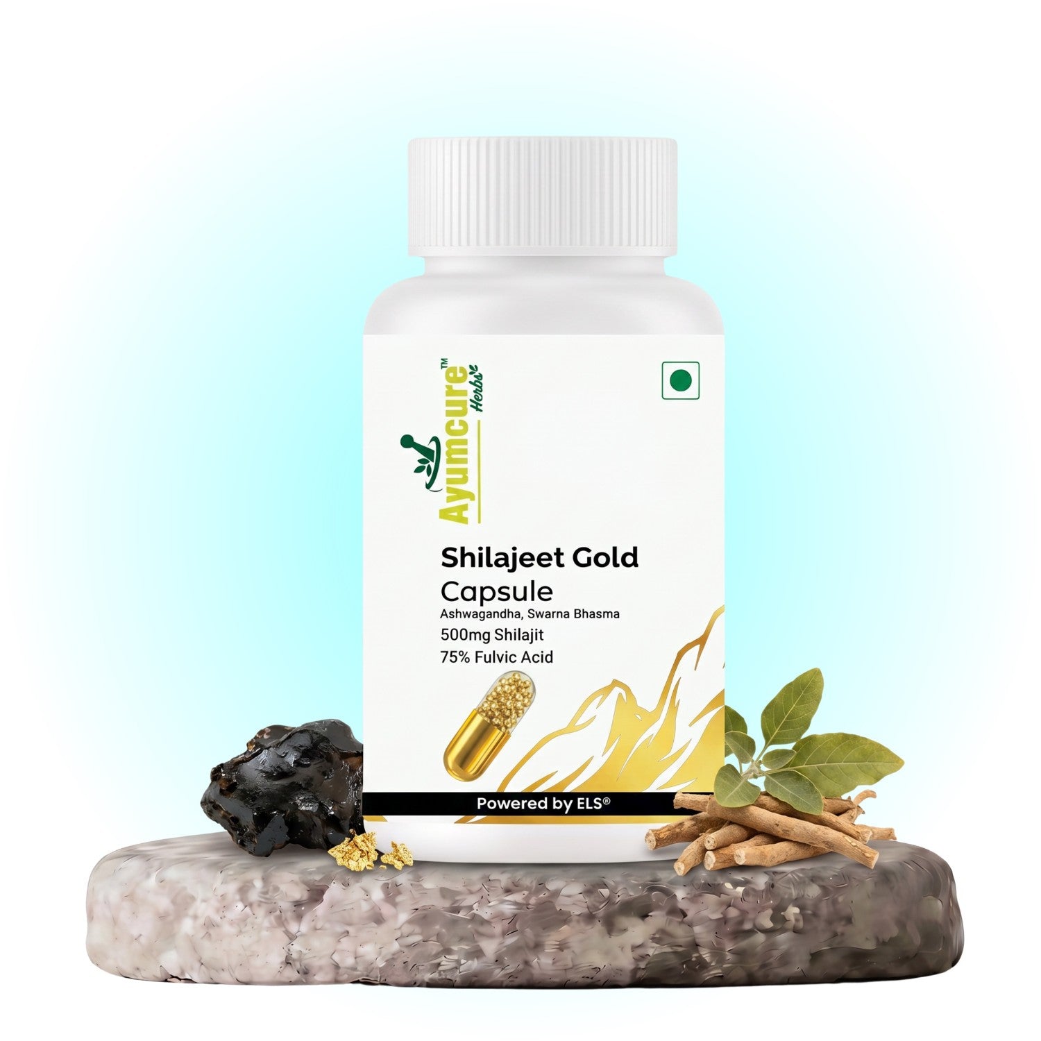 Shilajit Gold Capsule | 500mg Shilajit + Ashwagandha + Swarna Bhasma | Men & Women