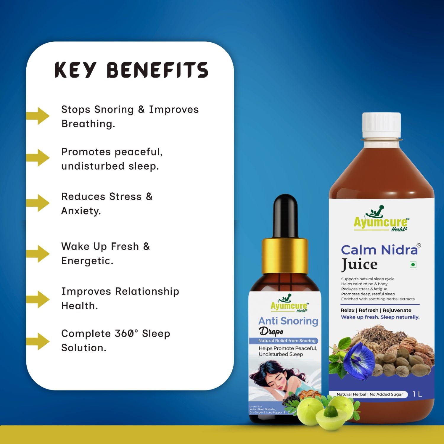 Calm Nidra Juice + Anti-Snoring Drops Combo | Deep Sleep & Snoring Relief | Unisex