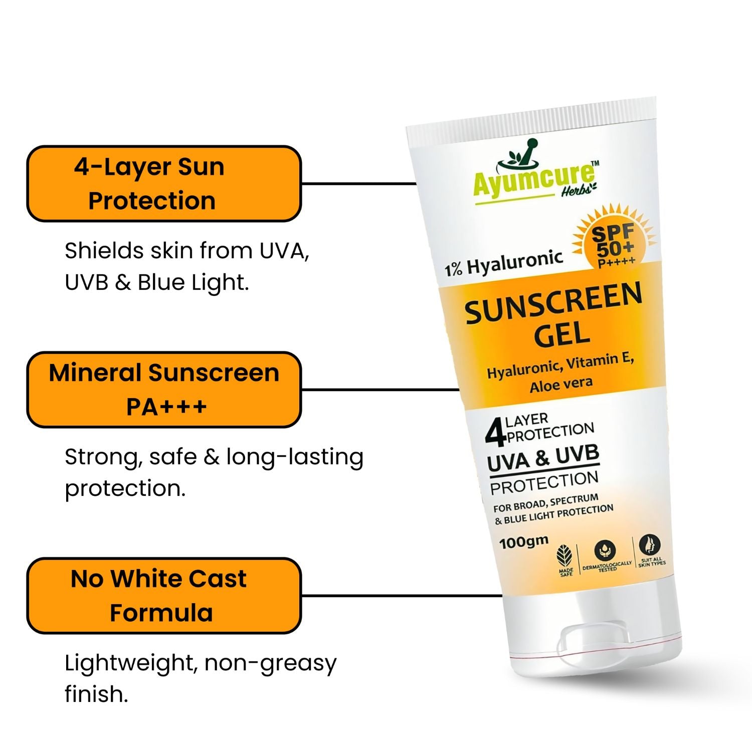 Hyaluronic Acid 1% Sunscreen SPF 50 PA++++ | No White Cast | Oily & Acne-Prone Skin