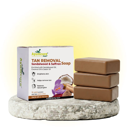 Tan Removal Soap | Sandalwood & Saffron | Brightening | For Face & Body | Pack of 3 - Alternate View