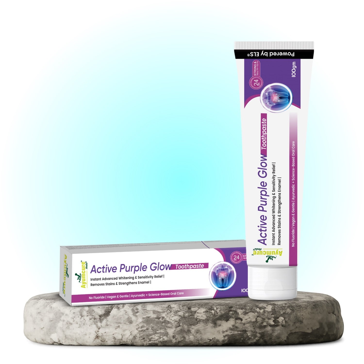 Active Purple Glow Whitening Toothpaste | Fluoride-Free, SLS-Free | Ayurvedic