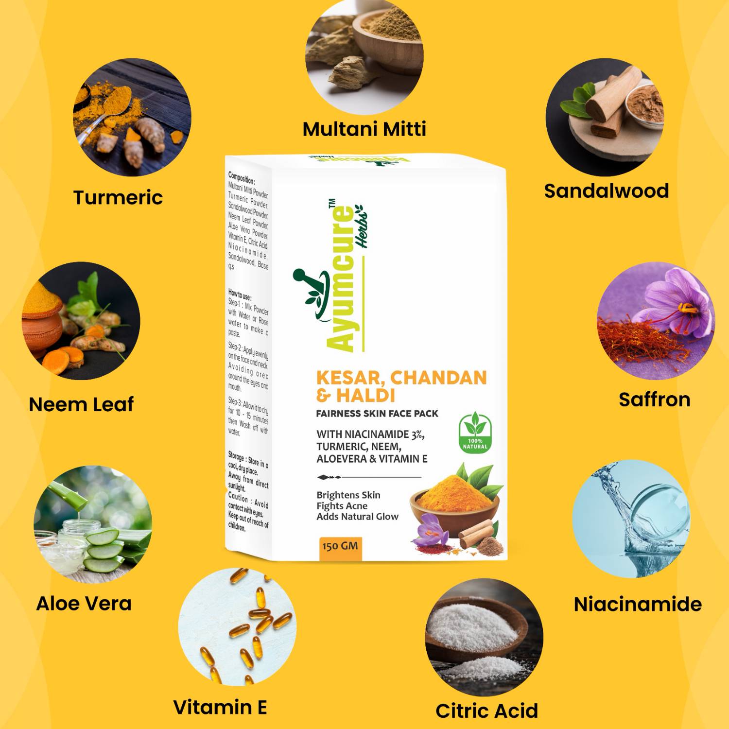 Ubtan Glow Combo: Face Pack + Toner + Scrub | 3% Niacinamide | Men & Women