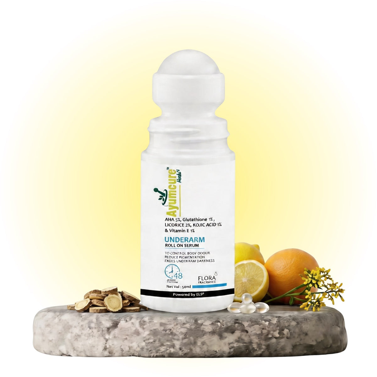 glutathione for underarms AHA 5% Underarm Roll-On | 1% Glutathione + Kojic Acid | 48H Odour Control