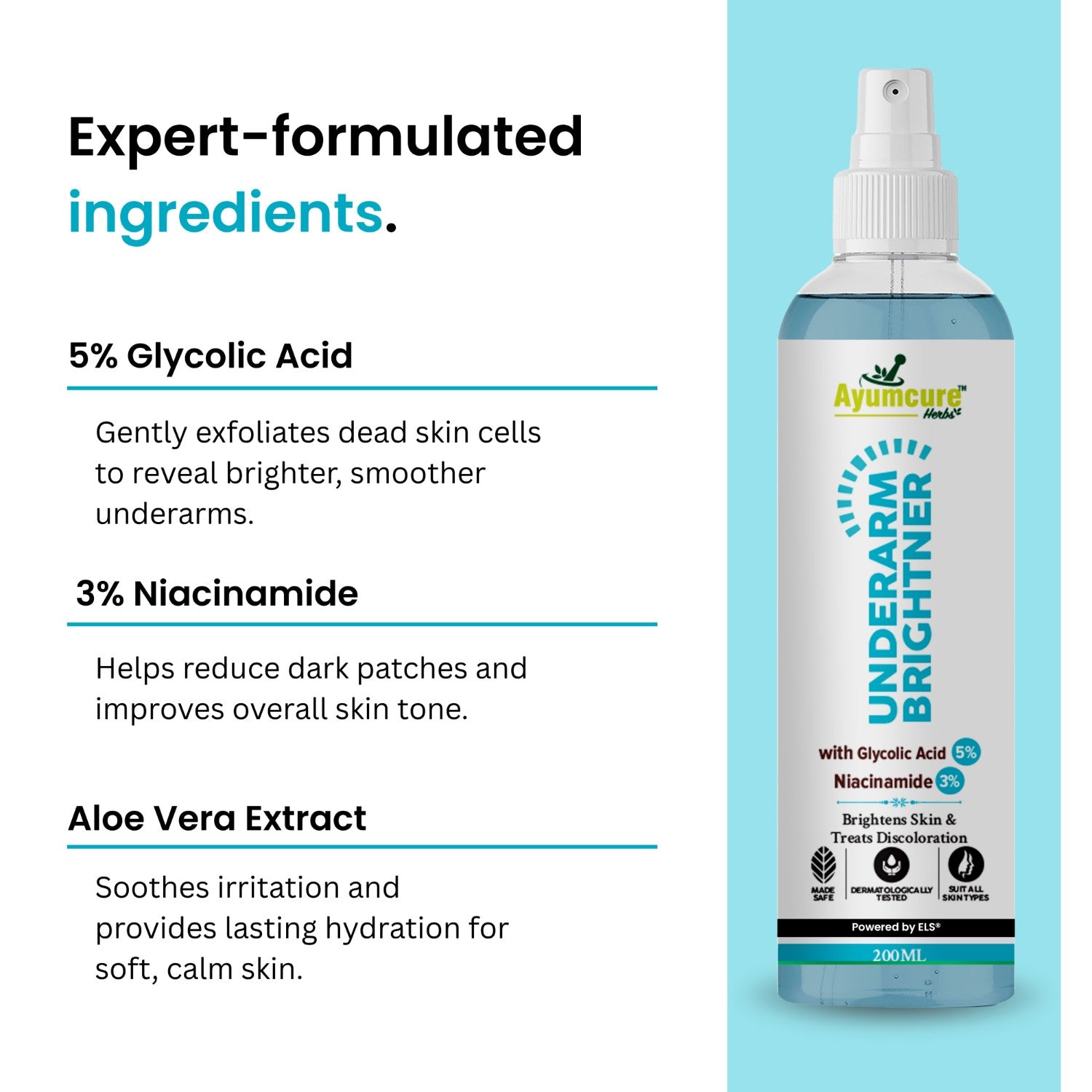 Underarm Brightening Spray | Niacinamide & Glycolic Acid | Fades Dark Spots | Unisex