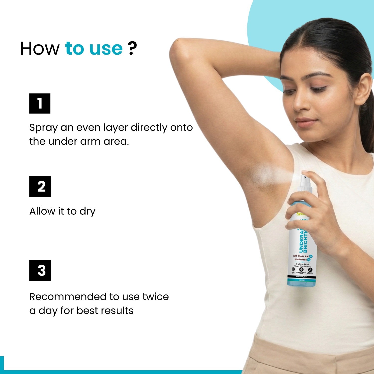 Underarm Brightening Spray | Niacinamide & Glycolic Acid | Fades Dark Spots | Unisex