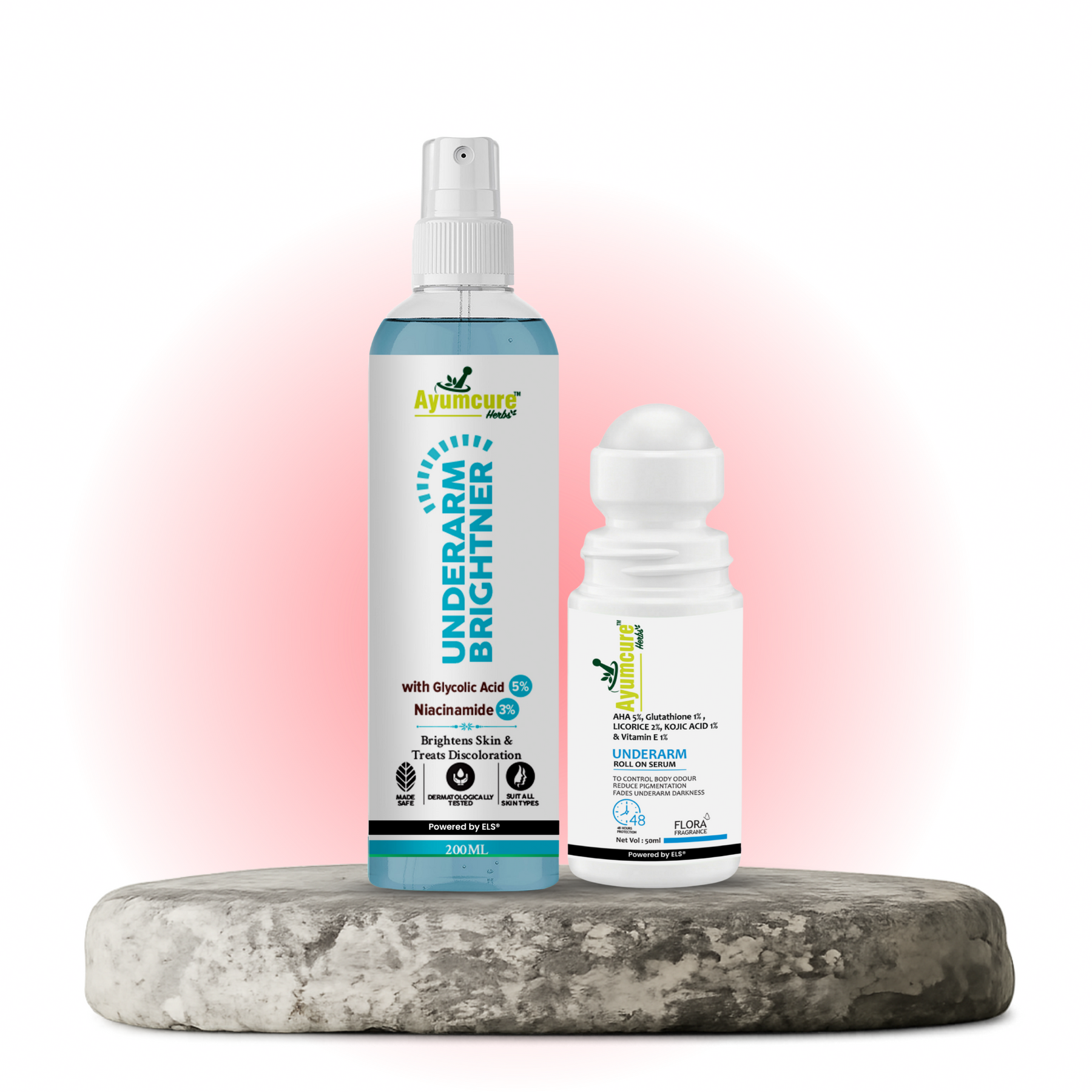Underarm Brightening Combo: Niacinamide Spray + AHA 5% Roll-On | Men & Women