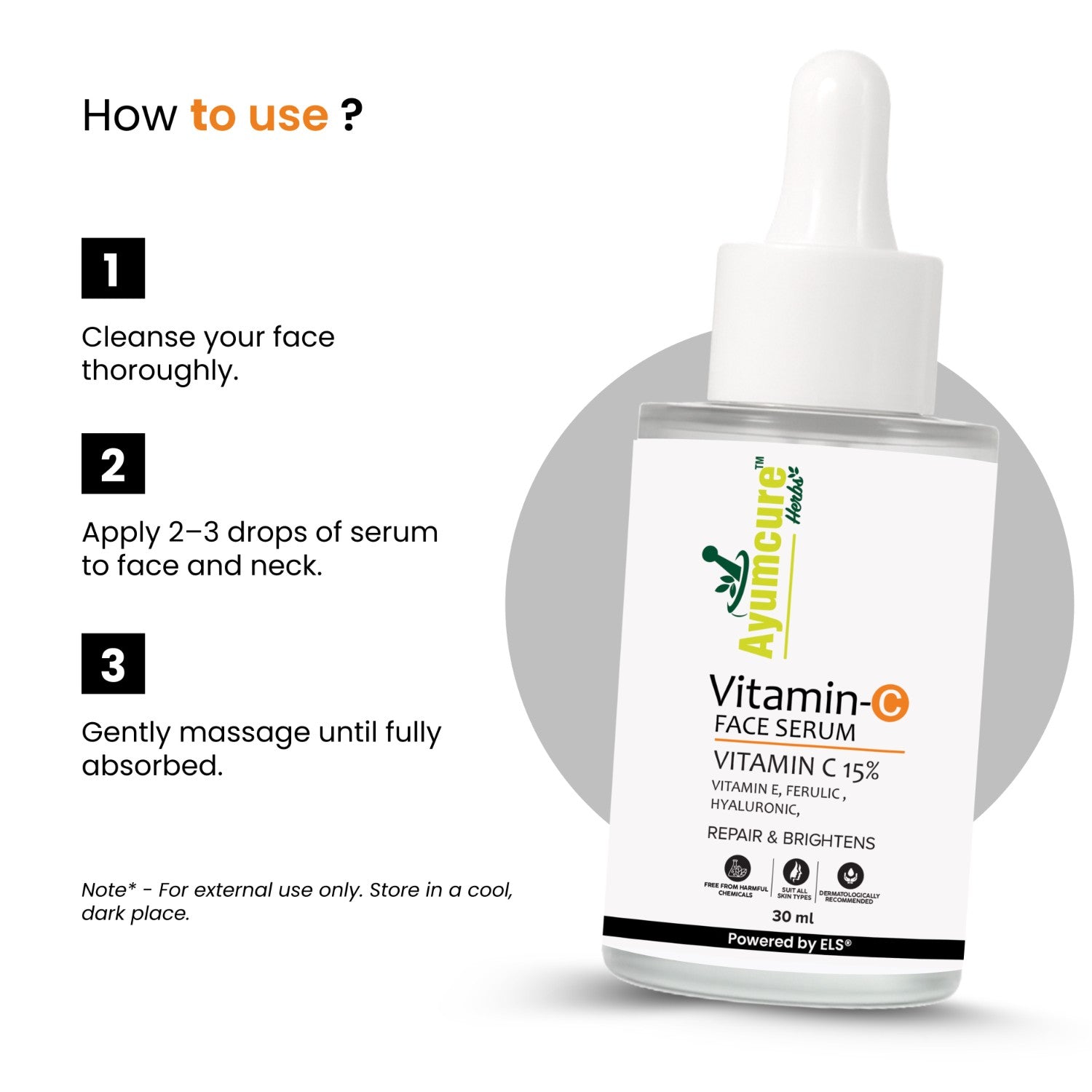 Vitamin C Face Serum | Ferulic Acid, Hyaluronic Acid & Vit E | Anti-Aging | Unisex