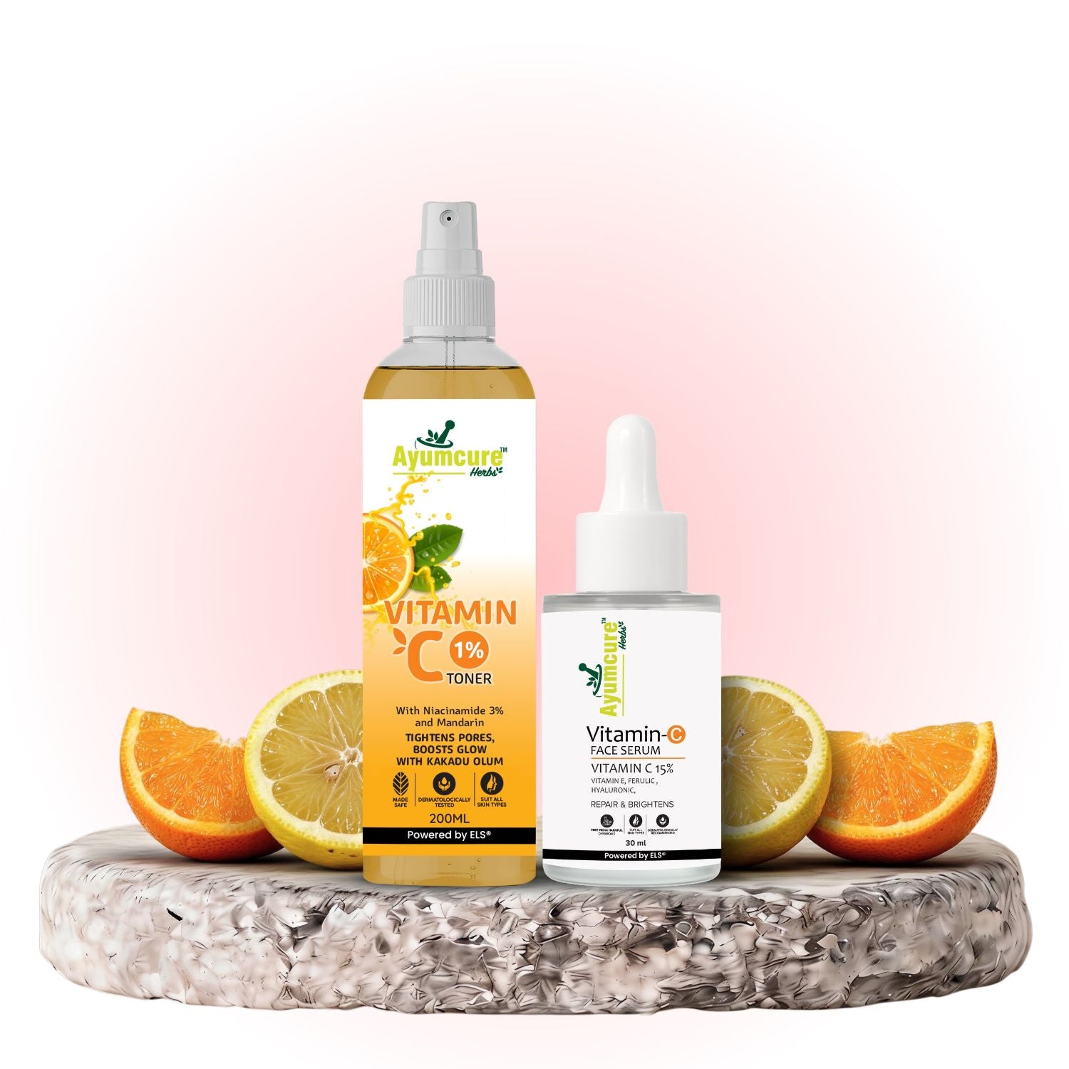 Vitamin C Combo: 3% Niacinamide Toner + 15% Vitamin C & Hyaluronic Serum | Unisex