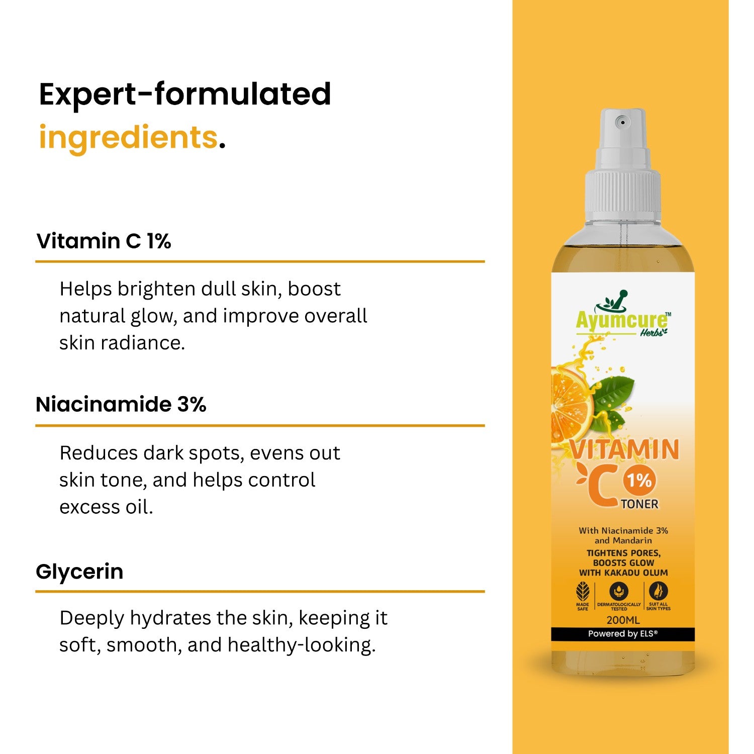 Vitamin C Combo: 3% Niacinamide Toner + 15% Vitamin C & Hyaluronic Serum | Unisex