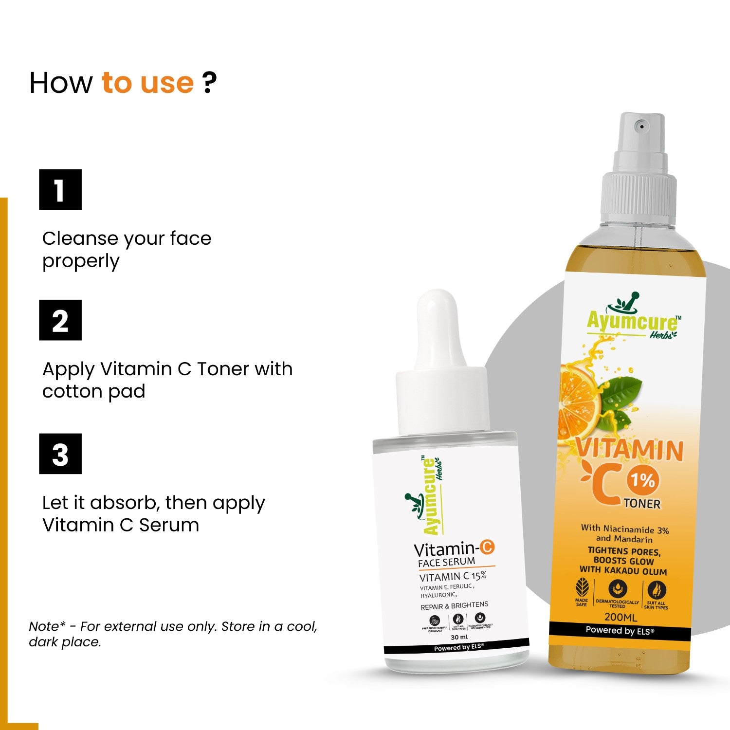 Vitamin C Combo: 3% Niacinamide Toner + 15% Vitamin C & Hyaluronic Serum | Unisex